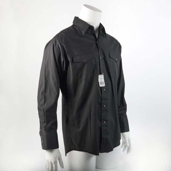 Wrangler Men's 16 x 33 Men's fitted Black Snap Western Cowboy Shirt NWT NEW!!! - Picture 2 of 15